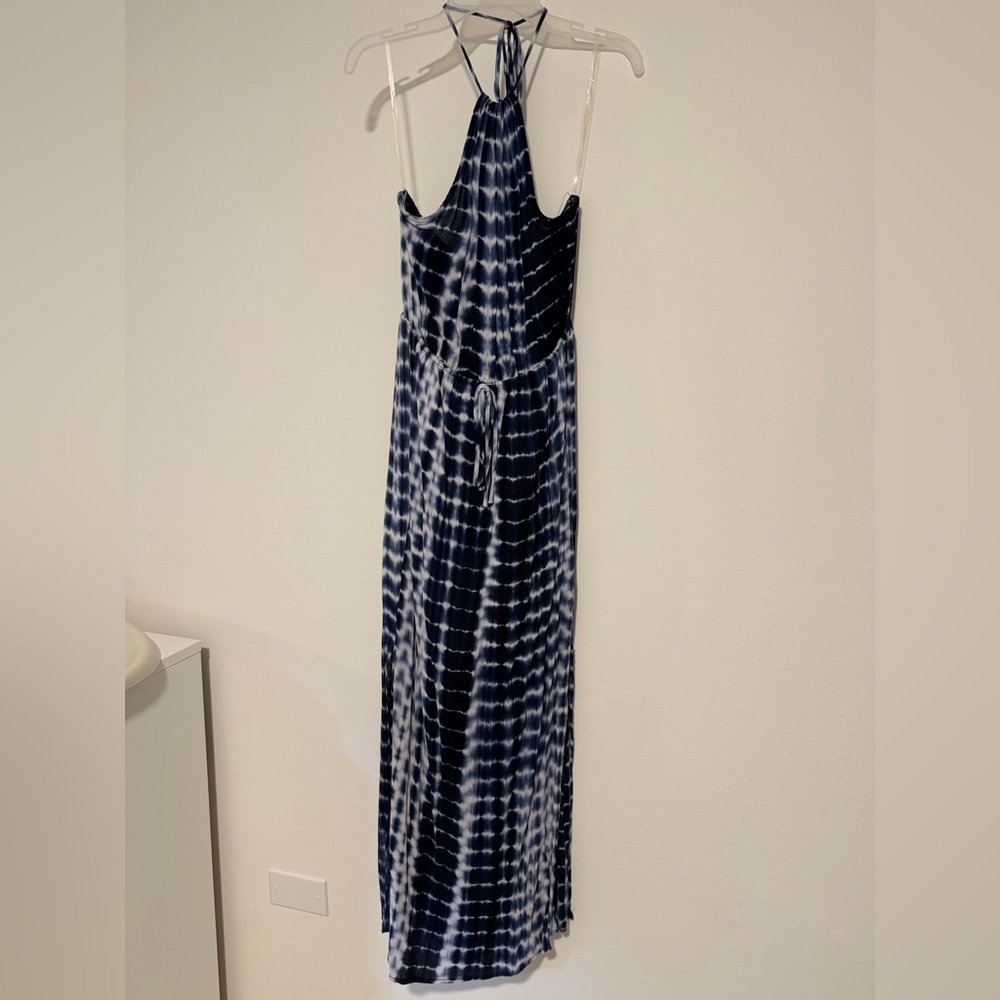 FAVLUX Navy Tie-Dye Halter Maxi Dress